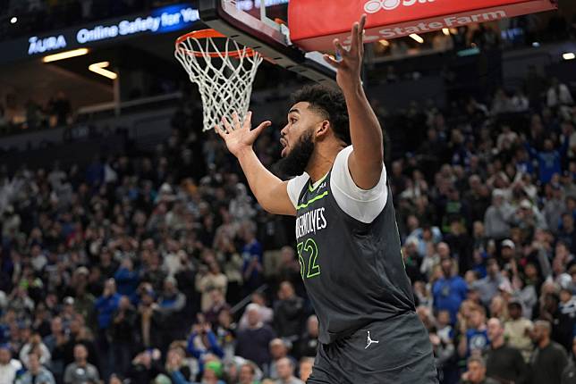 達成上半場44分壯舉的Karl Anthony Towns。(圖片來源 LINE TODAY：AP/達志影像）  
