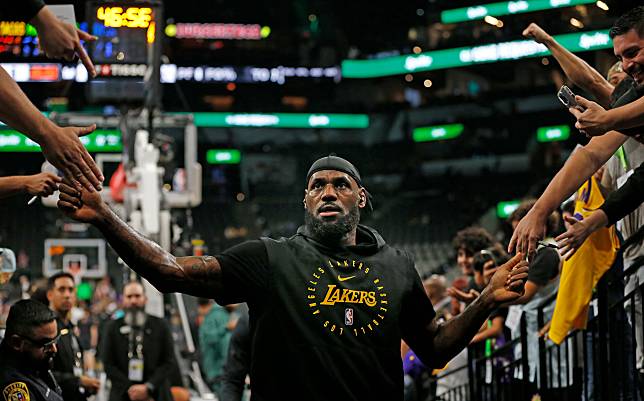 詹姆斯(LeBron James)受傷缺賽。法新社