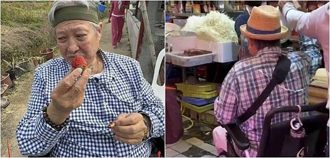 71歲洪金寶在菜市場被捕獲，需輪椅輔助。(翻攝微博)