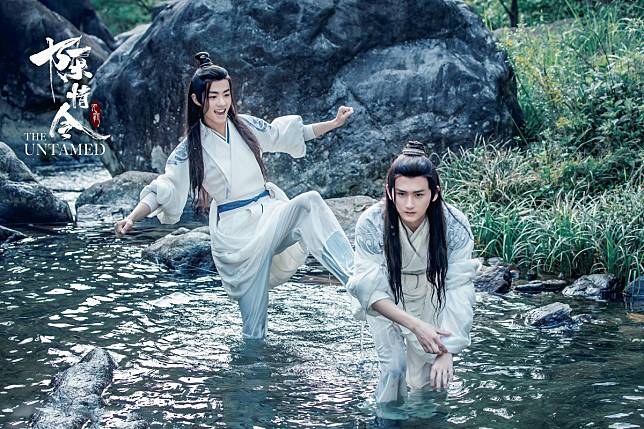 Xiao Zhan (right) and Wang Yibo (left) in a still from The Untamed. The controversy around a piece of homoerotic fan fiction featuring the pair has cost Xiao heavily.