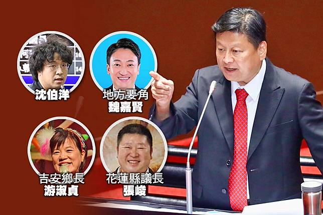 「反傅聯盟」花蓮縣議長張峻及地方要角魏嘉賢、綠營不分區立委沈伯洋、吉安鄉長游淑貞都是潛在「花蓮王」角逐者。（合成畫面／王侑聖攝、取自張峻、魏嘉賢、游淑貞臉書）