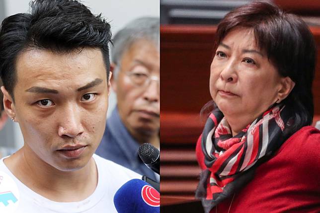 Activist Jimmy Sham (left) and lawmaker Ann Chiang trade barbs over accusations she made against him online. Photo: Dickson Lee/K.Y. Cheng