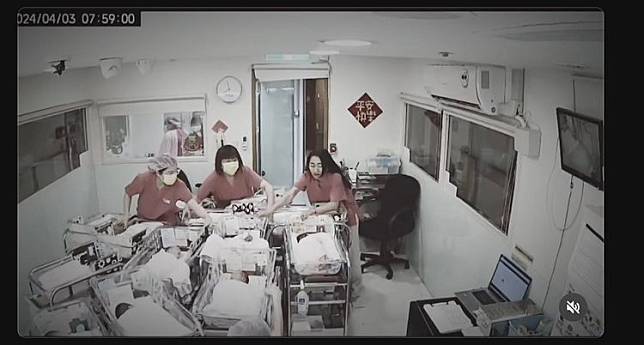 地震當下醫護人員衝進新生兒室的畫面曝光。翻攝自threads