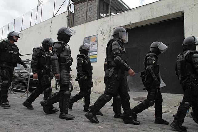 Ecuadorian police patrol in Quito, Ecuador, Jan. 9, 2024. (Photo by Mateo Armas/Xinhua)