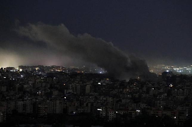 This photo taken on Oct. 20, 2024, shows smoke caused by Israeli airstrike in the southern suburb of Beirut, Lebanon. (Xinhua/Bilal Jawich)