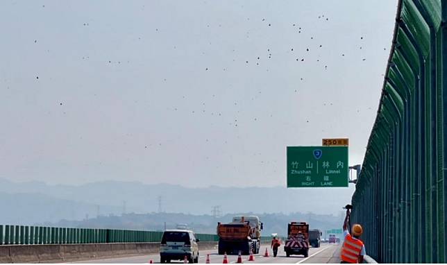3月26日啟動今年第1次國道讓蝶道，封閉國道 3 號 251K-253K 外側車道。 圖：高速公路局／提供