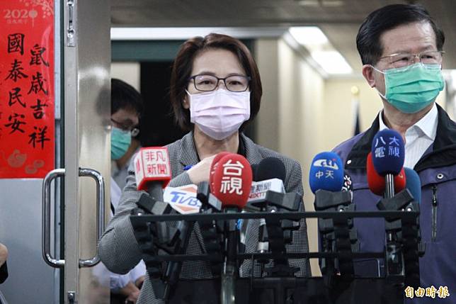 台北市副市長黃珊珊下午出面說明北市防疫措施。(記者沈佩瑤攝)