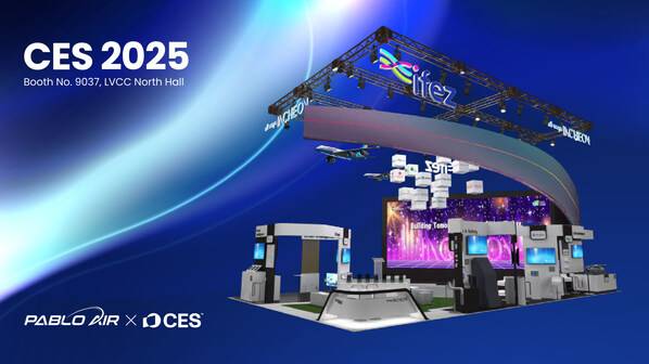 Perspective view of the exhibition booth at 'CES 2025' featuring PABLO AIR