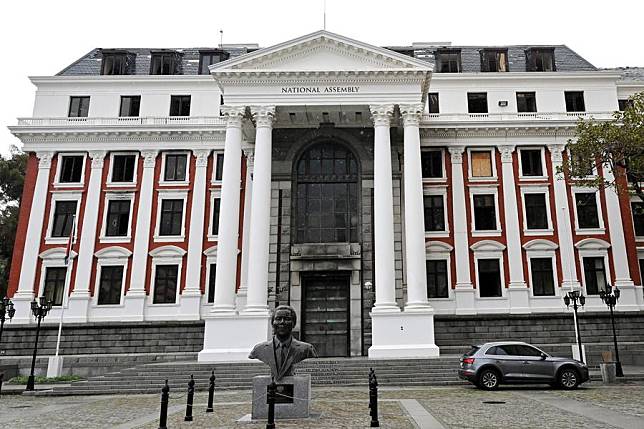 This photo taken on June 4, 2024, shows the National Assembly building in Cape Town, South Africa. (Photo by Xabiso Mkhabela/Xinhua)