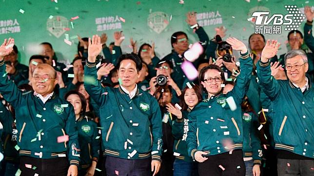 賴清德當選後高喊，「台灣締造了民主陣營的第一場勝利」。（圖／TVBS）