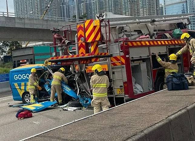 西九龍公路發生車禍。（fb「車cam L（香港群組）」圖片）