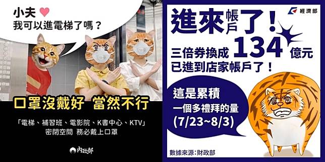 內政部、經濟部跟風發文，掀網友論戰。   圖：翻攝自內政部、經濟部粉專