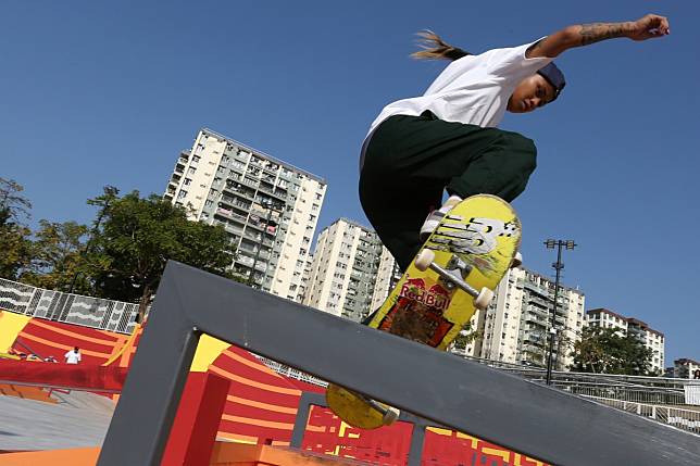 Filipino street skateboarder Margielyn Didal shows off her skills at Hong Kong’s Lai Chi Kok Park Skatepark. She is in training for the Olympic Games in Tokyo in July. Photo: Jonathan Wong