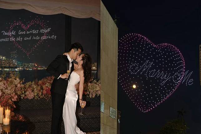 香港近日一場豪華無人機求婚秀震撼全網。圖／翻攝自Threads @thedreamylai