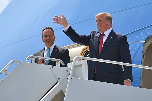 US President Donald Trump stepped off Air Force One with Kentucky Governor Matt Bevin on August 21. Bevin has apparently lost a close election on November 5, even after Trump showed up in Kentucky to stump for him. Photo: AFP