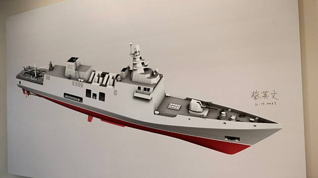 海軍「新一代輕型巡防艦」17日開工建造，總統蔡英文親自南下主持開工典禮並在圖紙上簽名紀念。 圖：翻攝「臉書」新‧二七部隊 軍事雜談