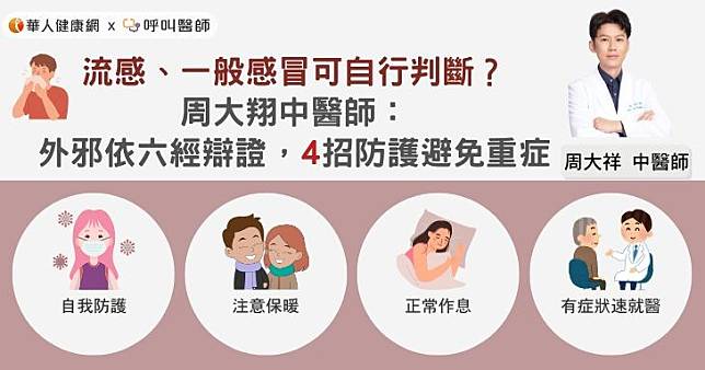 流感、一般感冒可自行判斷？周大翔中醫師：外邪依六經辯證，4招防護避免重症