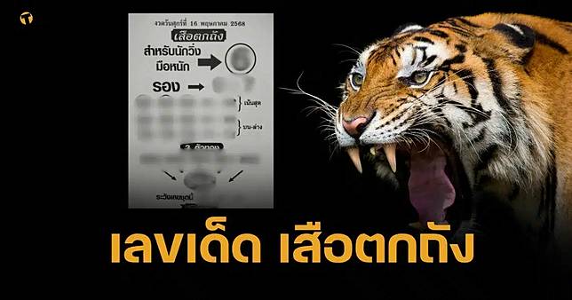 เลขเด็ด เสือตกถัง 16 พ.ค. 68 นัมเบอร์พยัคฆาคำราม เรียกทรัพย์เข้ากระเป๋า