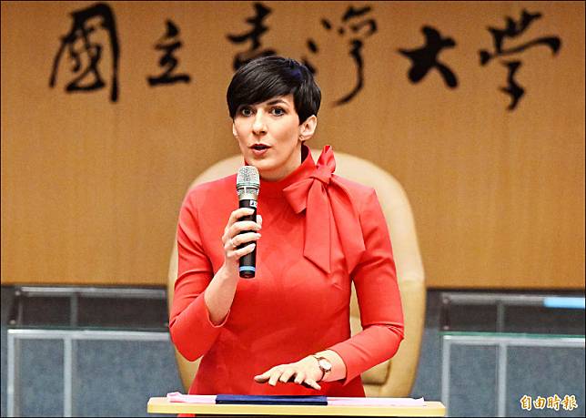 捷克眾議長艾達莫娃昨在台大演講指出，中共若進犯台灣注定失敗，且代價高昂。(記者廖振輝攝)