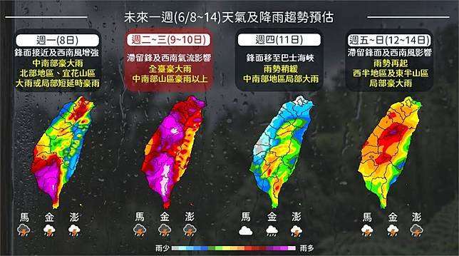 本週天氣預測。圖／翻攝自中央氣象署