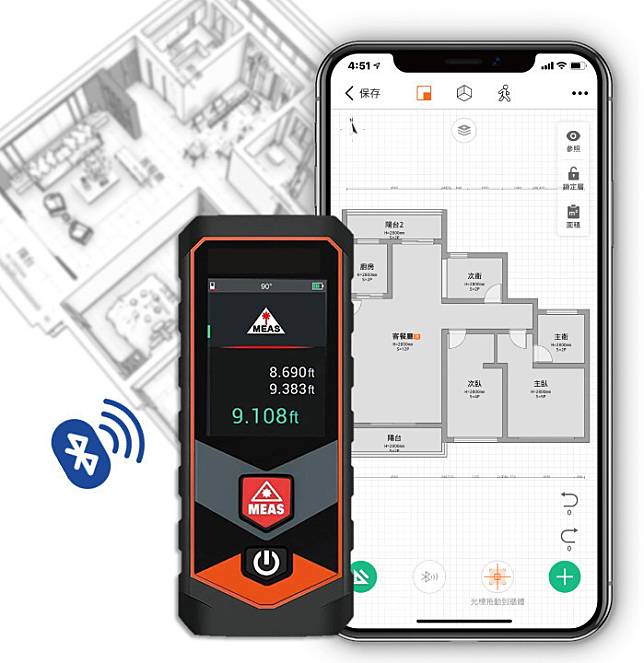 使用樂規畫，手機+測距儀丈量30分鐘就能立刻出圖。