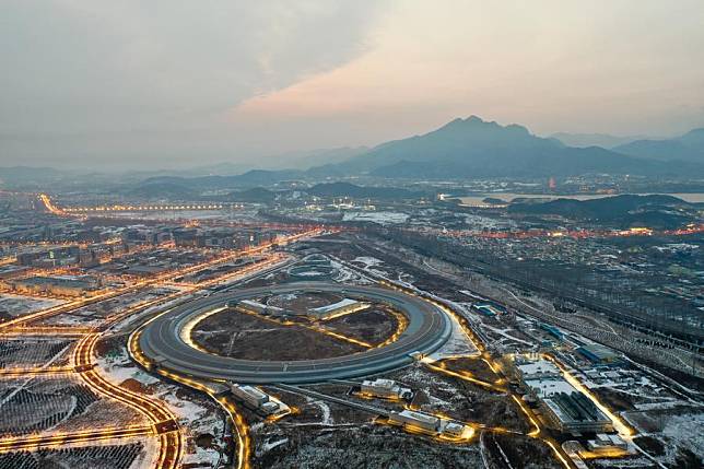 An aerial drone photo taken on Dec. 11, 2023 shows a view of the High Energy Photon Source (HEPS) in Beijing, capital of China. (Xinhua/Jin Liwang)