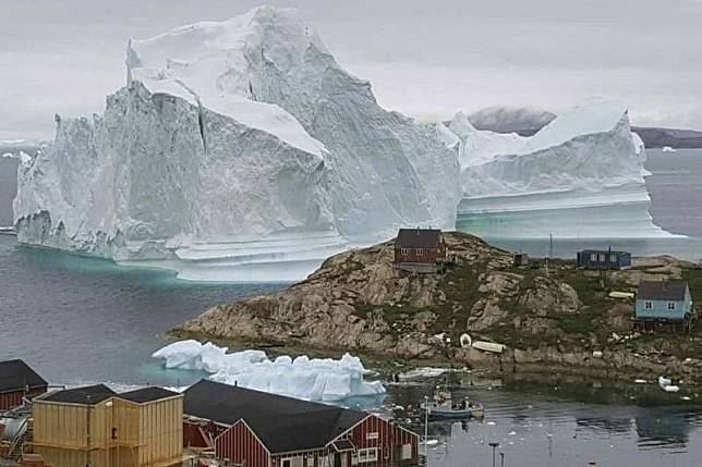 格陵蘭島冰層消融。（AP）