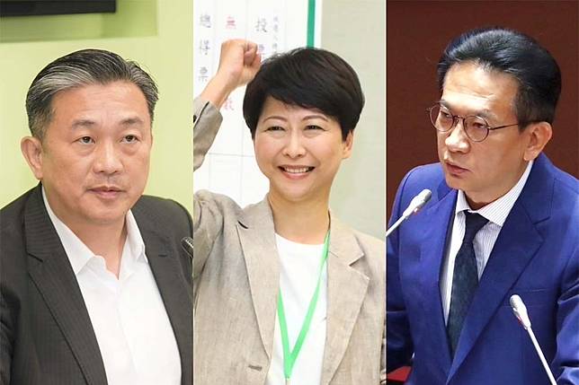 2026台南市長選舉，綠營內部競爭激烈，立委王定宇（左）、陳亭妃（中）、林俊憲（右）都有意投入選戰。（合成畫面／楊約翰、王侑聖攝）