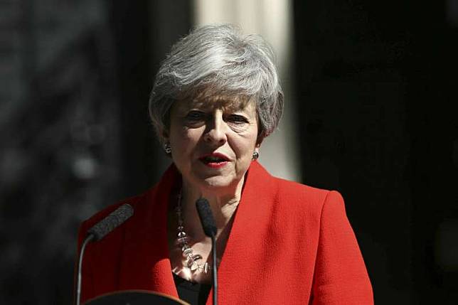 2019年5月24日，英國首相梅伊（Theresa May）宣布將於6月7日辭職（AP）