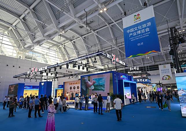 People visit the 2024 China Culture and Tourism Industries Exposition in north China's Tianjin, Sept. 13, 2024. (Xinhua/Sun Fanyue)