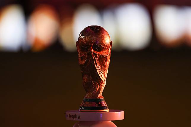 Photo taken on Dec. 18, 2022 shows the FIFA World Cup Trophy prior to the 2022 FIFA World Cup final between Argentina and France at Lusail Stadium in Lusail, Qatar. (Xinhua/Li Ming)