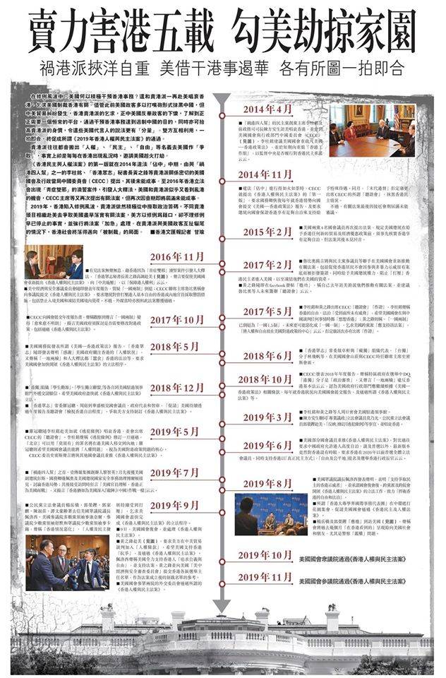 香港《文匯報》刊出「賣力害港五載、勾美劫掠家園，禍港派挾洋自重美借干港事遏華」專文，卻得到《香港眾志》秘書長黃之鋒的「讚賞」，稱「報導所提供的時間軸與記錄，仲記得清楚過我」。   圖：翻攝黃之鋒 Joshua Wong臉書