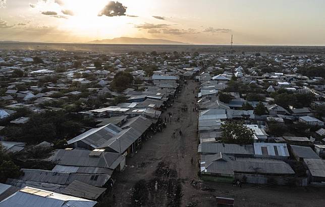 An aerial drone photo taken on June 19, 2024, shows a view of Kakuma refugee camp in Turkana, Kenya. (Xinhua/Wang Guansen)