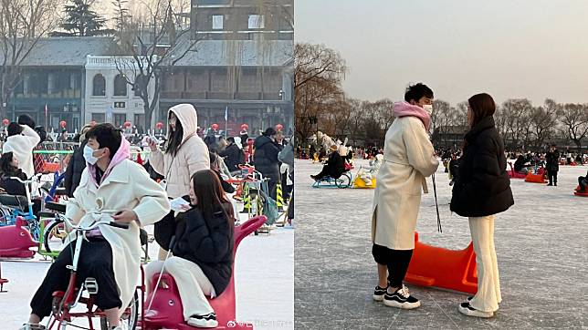 王大陸在北京陪新女友沐軒滑冰 翻攝芒果撈小盟主微博