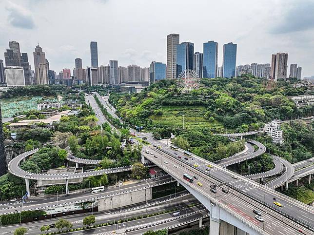 An aerial drone photo taken on April 23, 2024 shows a view in southwest China's Chongqing Municipality. (Xinhua/Tang Yi)