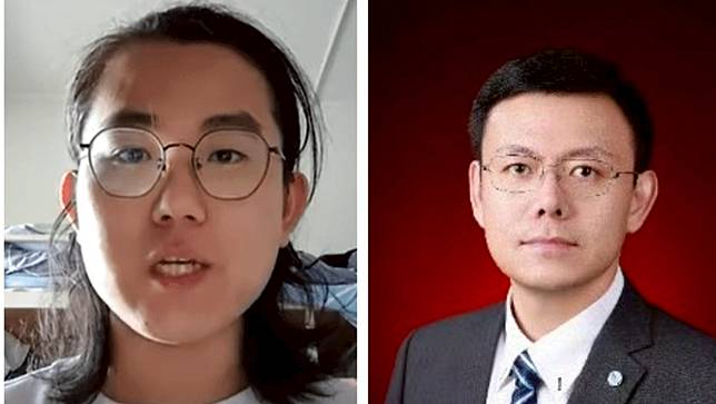 中國北京理工大學男性研究生常旭強（左）檢舉該校已婚男教授宮琳（右）與他發生性關係，且涉及洩露考題、挪用公款等師德失範行為。翻攝bilibili