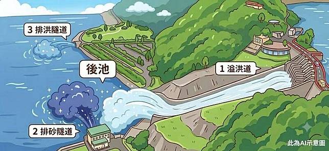 石門水庫大壩的構造。(北水分署提供)