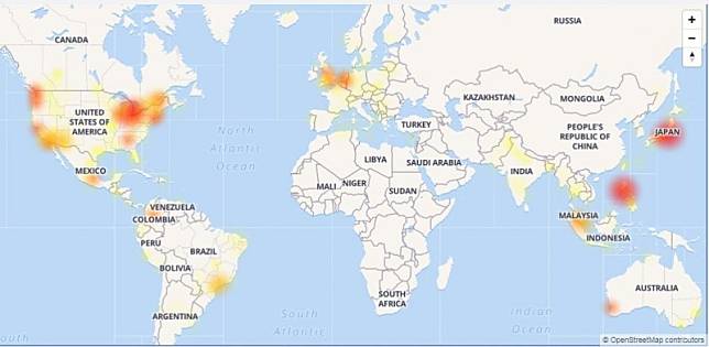 臉書、instagram、messenger晚間10點發生全球大當機。(圖取自「DownDetector」診斷網站)