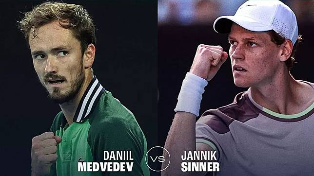 今年澳網男單冠軍將在梅德韋傑夫(左)與辛納之間出現。摘自ATP官網