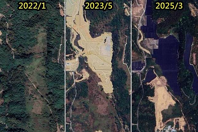 google地球顯示山林整片消失的過程，其變化令人震驚。(圖擷自Google地球)
