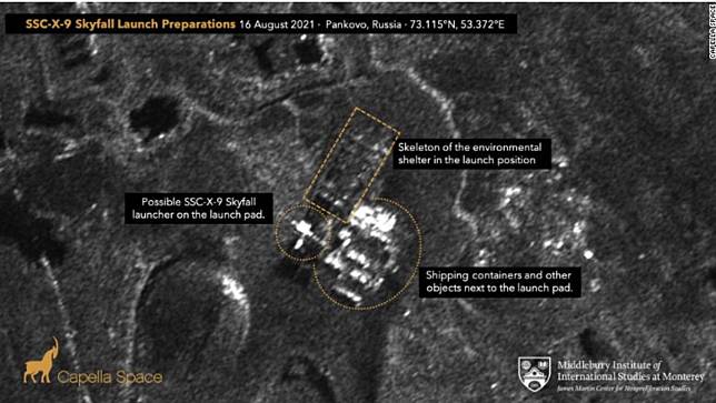 衛星圖像顯示，俄羅斯可能正在準備導彈試射行動，以擊敗美國防禦系統。   圖：翻攝自蒙特雷國際研究學院