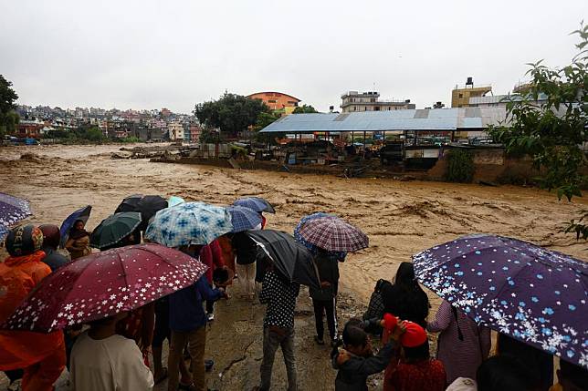 This photo taken on Sept. 28, 2024 shows a flooded neighborhood in Lalitpur, Nepal. (Photo by Sulav Shrestha/Xinhua)