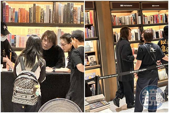 伍佰走路一跛一跛，出席簽書會與歌迷閒話家常。（讀者提供）