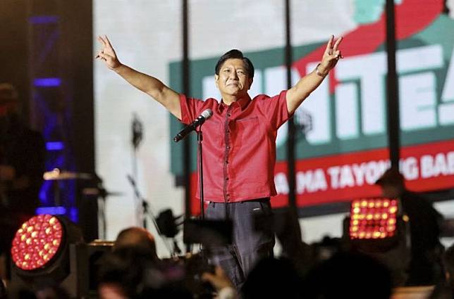目前民調最高的候選人小馬可仕（Ferdinand Marcos, Jr.）是已故前獨裁者馬可仕(Ferdinand Marcos)的獨子。（圖／美聯社／達志影像）