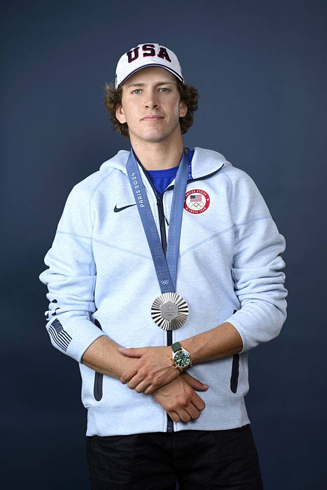 Olympian Jagger Eaton of Team United States poses on the Today Show Set on July 30, 2024, in Paris, France. (Photo by Kristy Sparow/Getty Images)