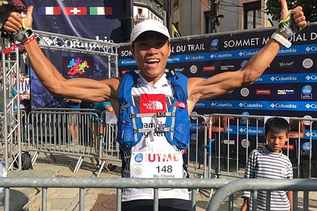 Wong Ho-chung celebrates finishing sixth at the UTMB in August. Photo: Ryan Blair