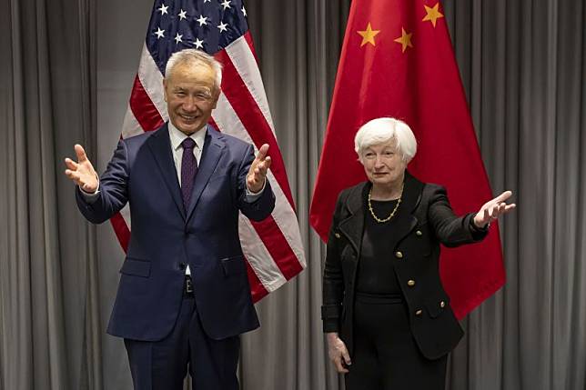 ▲美國財政部發表聲明指出，財政部長葉倫（Janet Yellen）18日與中國副總理劉鶴面談進行了「建設性」討論，葉倫很快將會造訪中國。（圖／美聯社／達志影像）