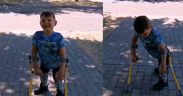 飲水思源！5歲童遭父母施虐截肢　撐拐杖走12.5km為醫院募款