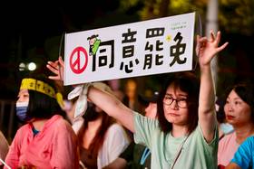 反共護台志工聯盟之濟南路開票現場。李政龍攝