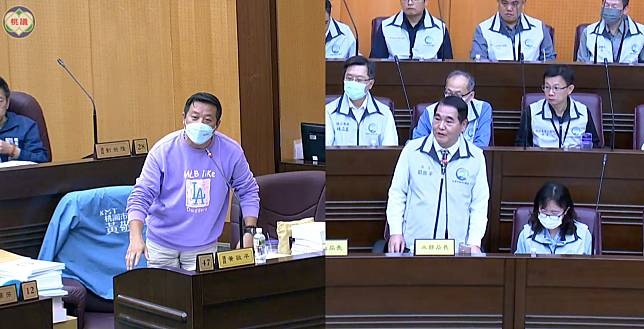 桃園市議員黃敬平審查水務局預算。圖：翻攝自桃園市議會